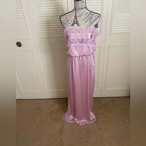 Flair vintage pink lace long maxi nightgown chemise lingerie